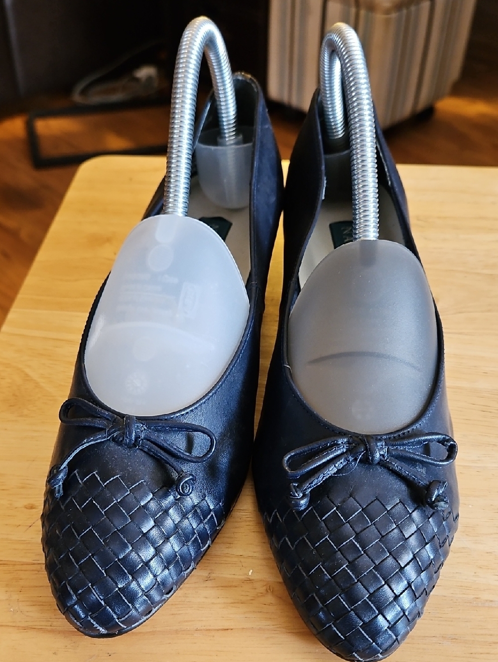 Naturalizer Vintage Women Navy Blue Leather Ballet Bow Flat Shoe -8M
